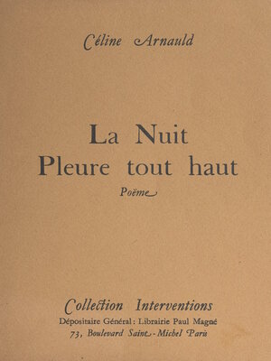 cover image of La nuit pleure tout haut